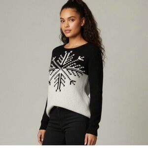 J. Jill Black and White Snowflake Sweater